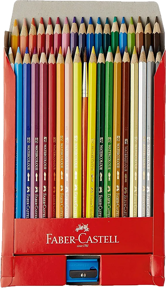 طقم اقلام الوان مائية خشب فابر كاسيل كلاسيك كلر، 36 لون ،فرشاة ، ألوان متعددة