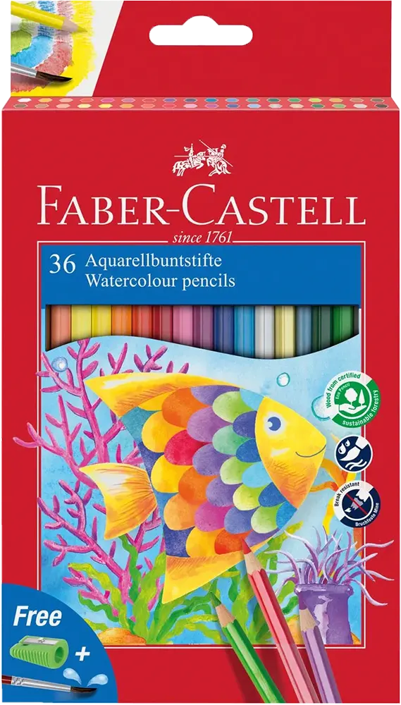 طقم اقلام الوان مائية خشب فابر كاسيل كلاسيك كلر، 36 لون ،فرشاة ، ألوان متعددة