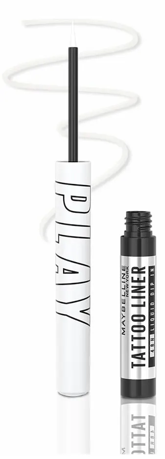 اي لاينر ميبلين تاتو لاينر بلاي ابيض سائل يدوم حتي 48 ساعه، ديفيند