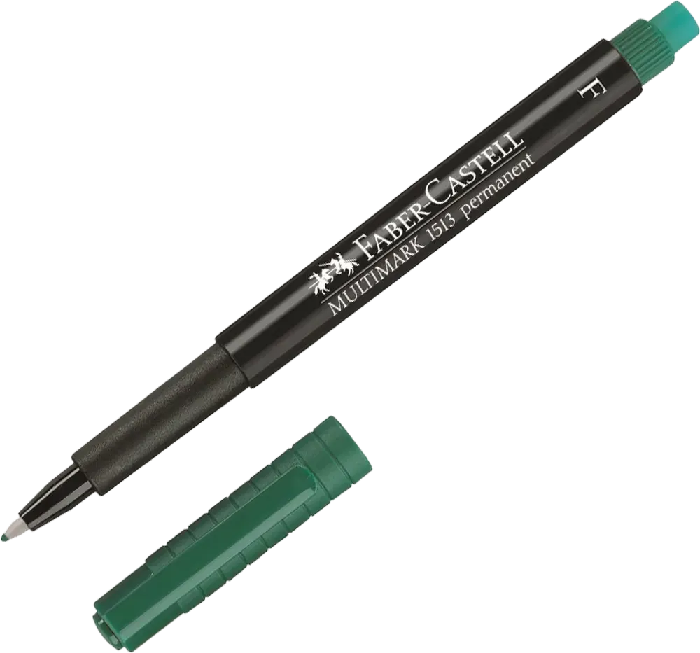 قلم ماركر ثابت مالتي مارك بسن اس من فابر كاستل F، 0.6 ملي، حبر ثابت، اخضر