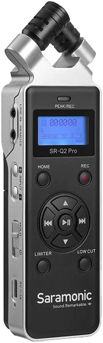 مسجل صوت ستيريو محمول معدني من سارامونيك ، شاشة ال سي دي ، قناتان تسجيل ، SR-Q2M PRO