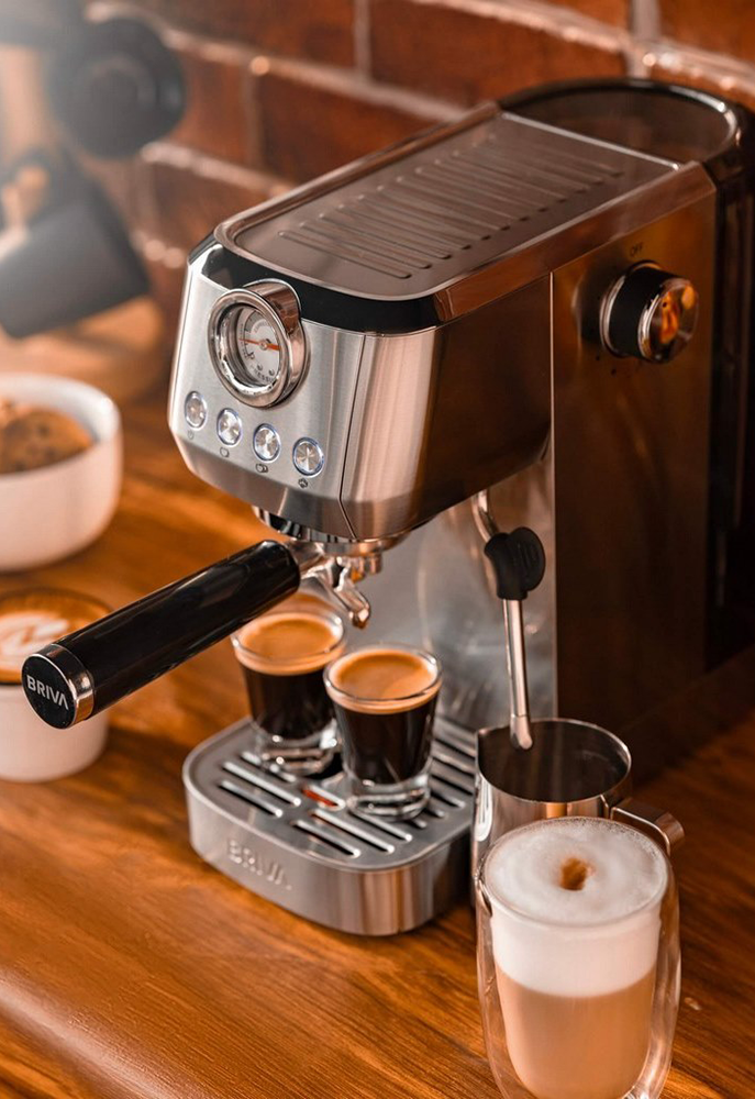 ماكينة قهوة بريفا cتصميم نحيف ، 20 بار ، فوهة رغوة حليب متكاملة ، خزان مياة 1.3 لتر ، سيلفر ، كود ( 87885)