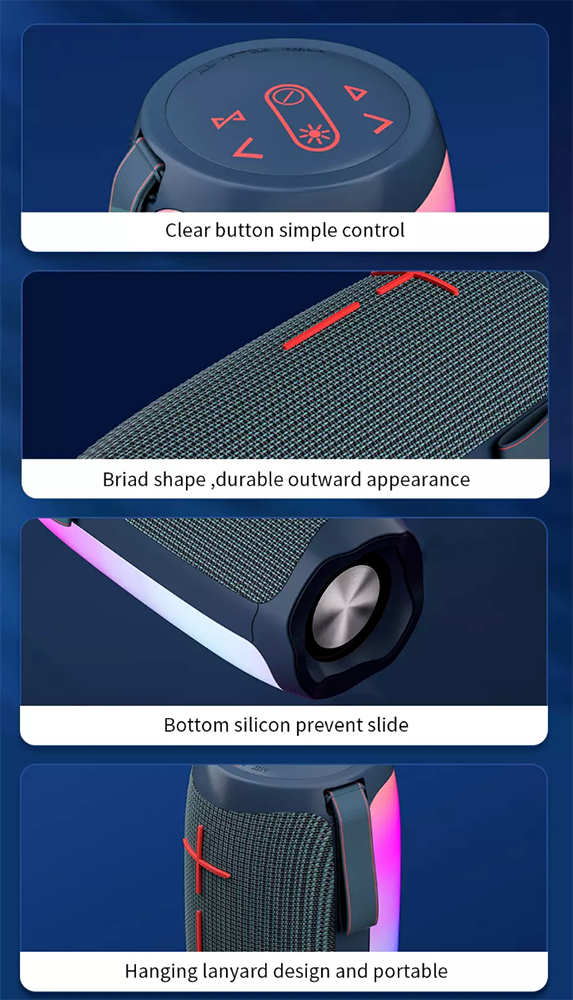 سماعة ويوو P40  ثاندر لاسلكية محمولة ، بلوتوث ، مقاومة للماء ، بطارية 3000 ملي امبير ، أزرق غامق