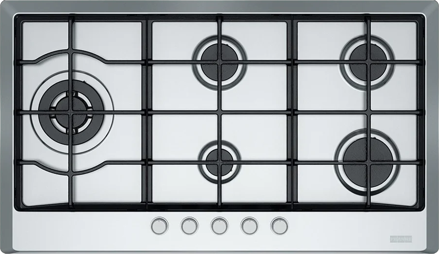 بوتاجاز مسطح بلت ان غاز فرانكي، 90 سم، 5 شعلة، امان كامل، حوامل أواني زهر، ستانلس ستيل، فضي، FHM905.4G LTC XS C