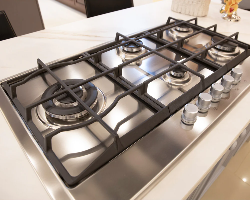 بوتاجاز مسطح بلت ان غاز فرانكي، 90 سم، 5 شعلة، امان كامل، حوامل أواني زهر، ستانلس ستيل، فضي، FHM905.4G LTC XS C