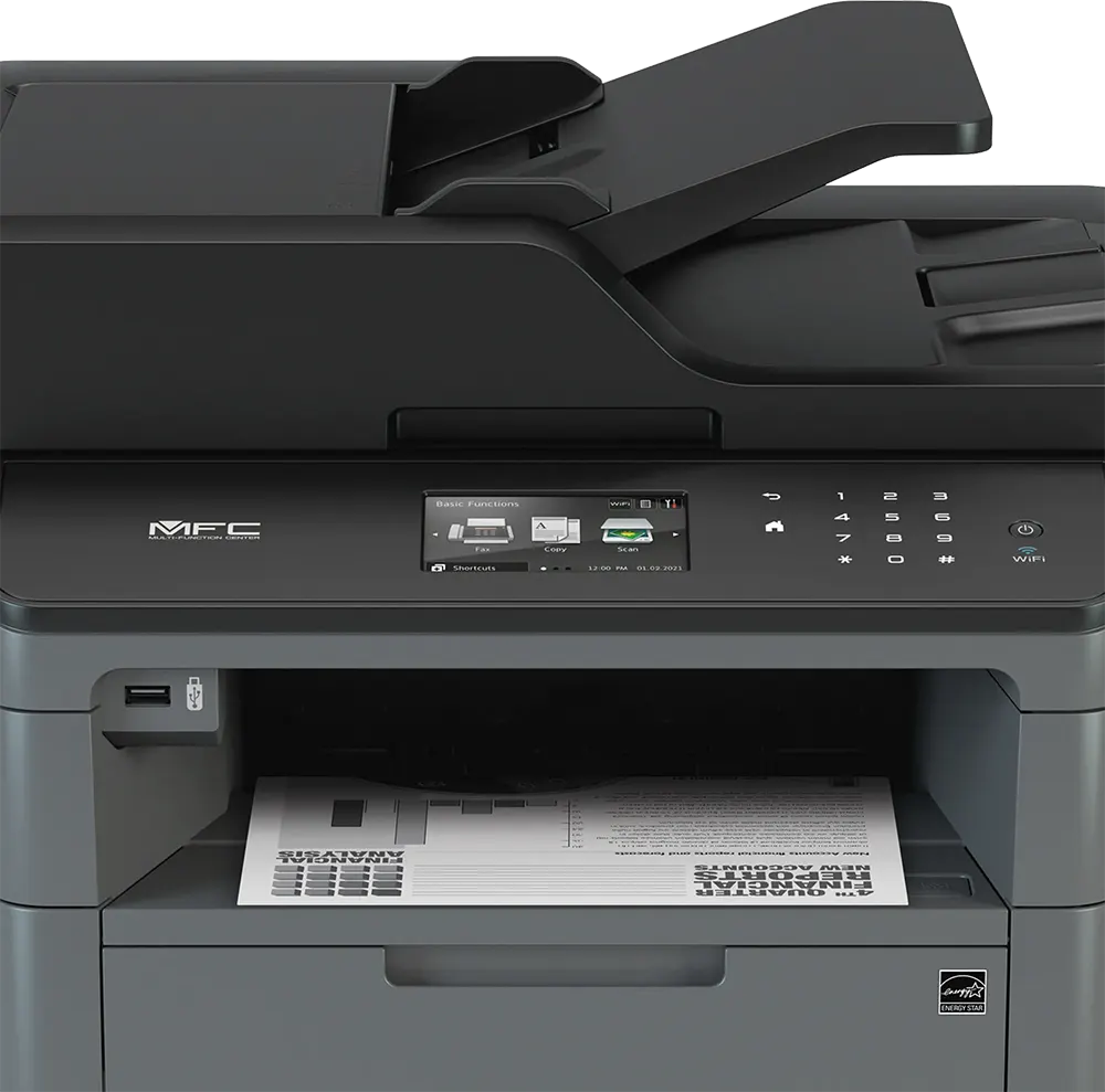 طابعة ليزرجيت براذر أحادية اللون، متعددة الوظائف، فاكس، لاسلكية، لون أسود، MFC-L5755DW