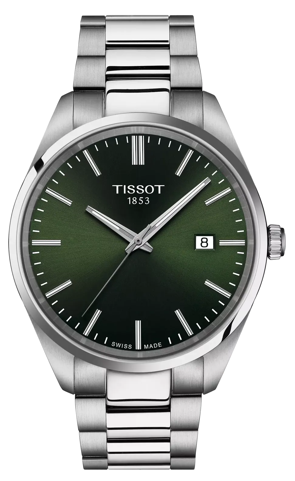 ساعة تيسوت سويسرية للرجال ، عقارب بتصميم دائري ، سوار ستانلس ستيل ، مقاومة للماء ، سيلفر ،T150-410-11-091