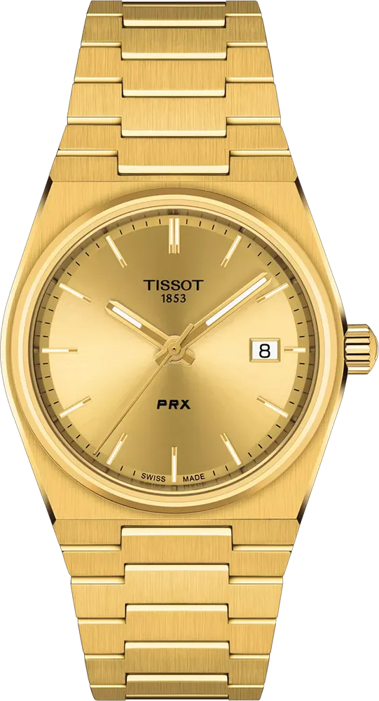 ساعة تيسوت نسائي، مينا ذهبية، عقارب دائرية، سوار ستانلس ستيل ذهبي ، ساعة يد تناظرية، ذهبي، T137-210-33-021