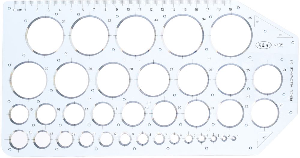 مسطرة دوائر هندسية سمير وعلي، حجم كبير، شفافة  K105