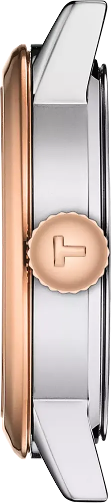 ساعة تيسوت نسائي، مينا ابيض، عقارب دائرية، سوار ستانلس ستيل  فضي * روز جولد، ساعة يد تناظرية، فضي* روز جولد، T137-210-33-021