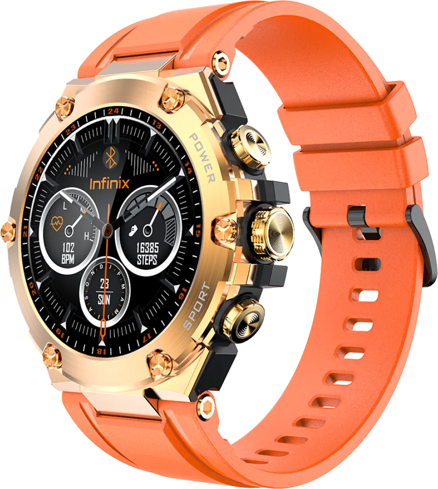 ساعة انفينيكس الذكية XWatch 3GT XW3GT، شاشة تعمل باللمس 1.53 بوصة ، بلوتوث ، مقاومة للماء ، 300 مللي أمبيرن 2 حزام، ، ذهبي