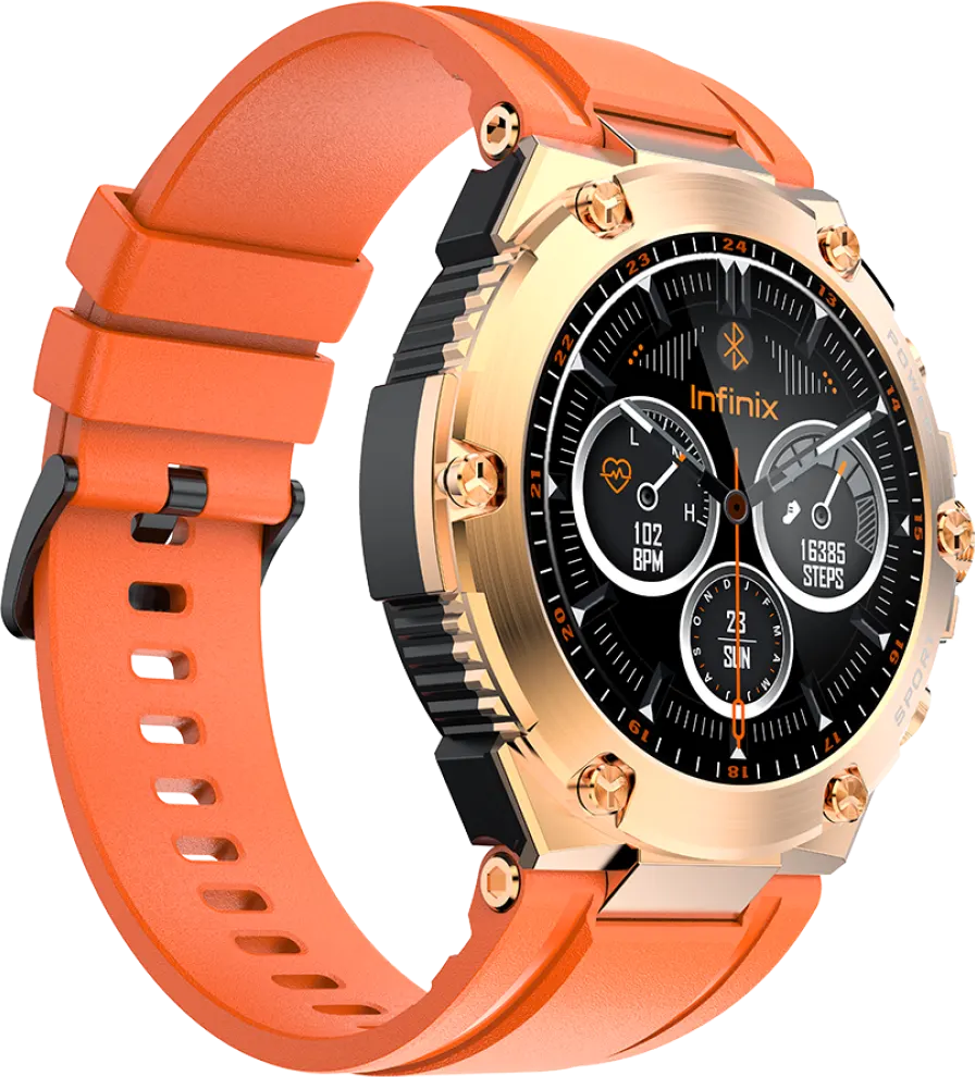 ساعة انفينيكس الذكية XWatch 3GT XW3GT، شاشة تعمل باللمس 1.53 بوصة ، بلوتوث ، مقاومة للماء ، 300 مللي أمبيرن 2 حزام، ، ذهبي