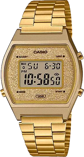 ساعة كاسيو رقمية للجنسين، مينا ذهبية، سوار ستانلس ستيل ذهبي، B640WGG-9DF