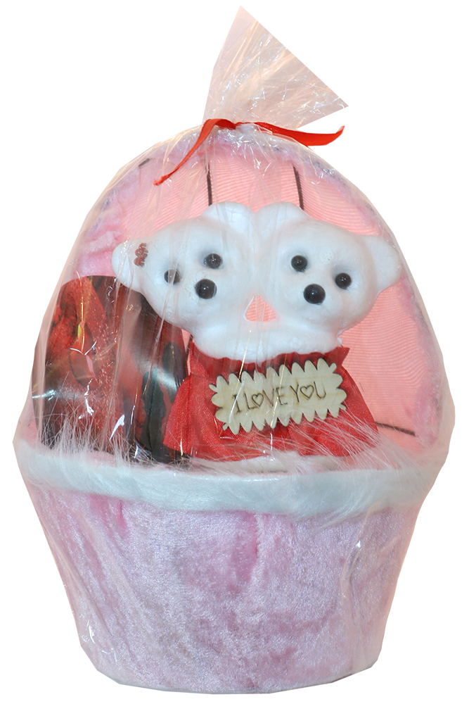 بوكس هدايا للفلانتين شكل سبت ، اشكال دباديب ، مقاس 20 سم ، ألوان متعددة ، موديل  5075