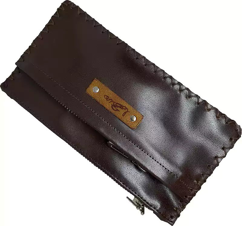 محفظة رجالي جلد طبيعي بسوستة، تصميم كلاسيك، متعدد الألوان