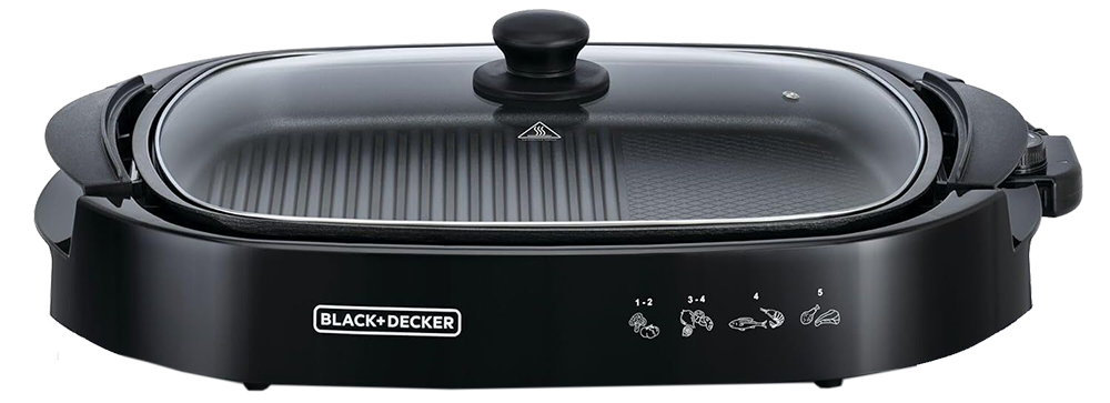 شواية بلاك اند ديكر غطاء بايركس ، 1500 وات ، 5 مستويات حرارة ، أسود ، GH1500 ، (بضمان انسيا)