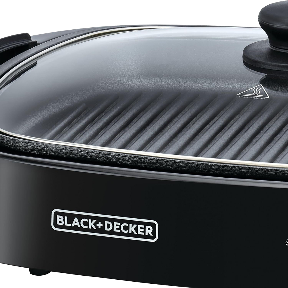شواية بلاك اند ديكر غطاء بايركس ، 1500 وات ، 5 مستويات حرارة ، أسود ، GH1500 ، (بضمان انسيا)