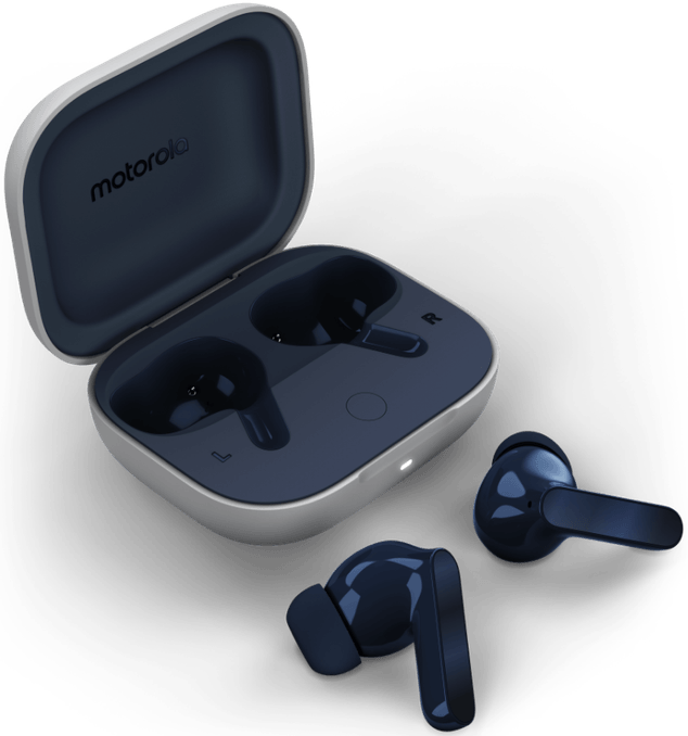 سماعة أذن لاسلكية موتورولا ، بلوتوث 5.3 ، إلغاء الضوضاء النشط ، أزرق غامق، XT2443-1