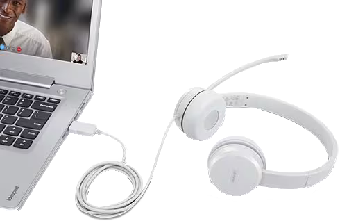 سماعة رأس سلكية لينوفو ستيريو 110 ، usb-A ، رمادي فاتح ، GXD1B67867