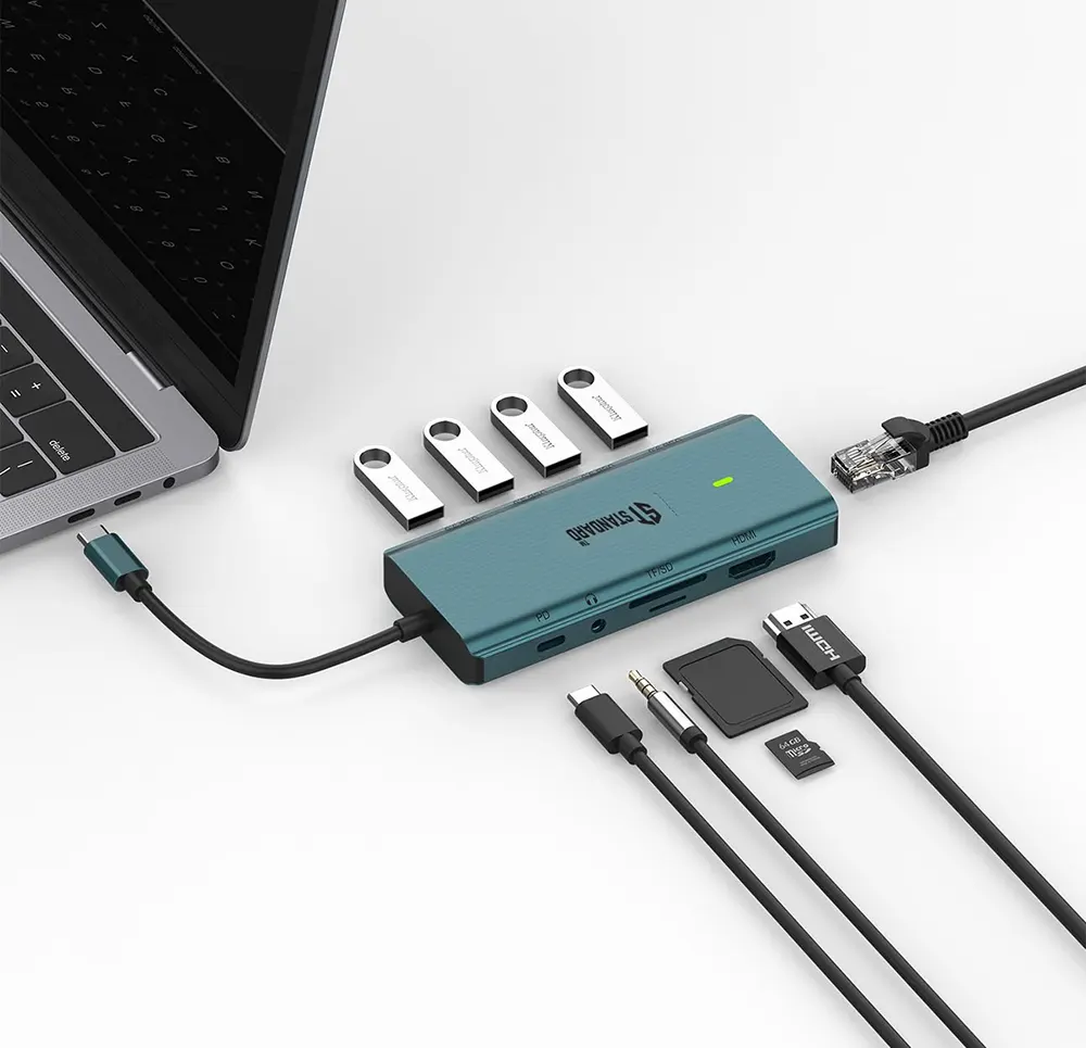 موزع متعددة الوظائف بمدخل USB-C ، عدد 10 منافذ، ازرق، ST-UC962