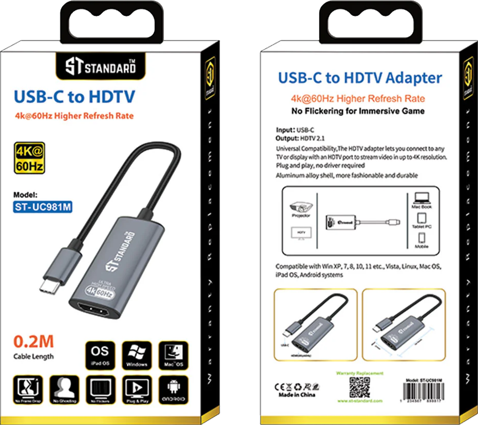 محول توصيل من ستاندرد ، type-c الى hdmi ، رمادي ،  ST-UC981M