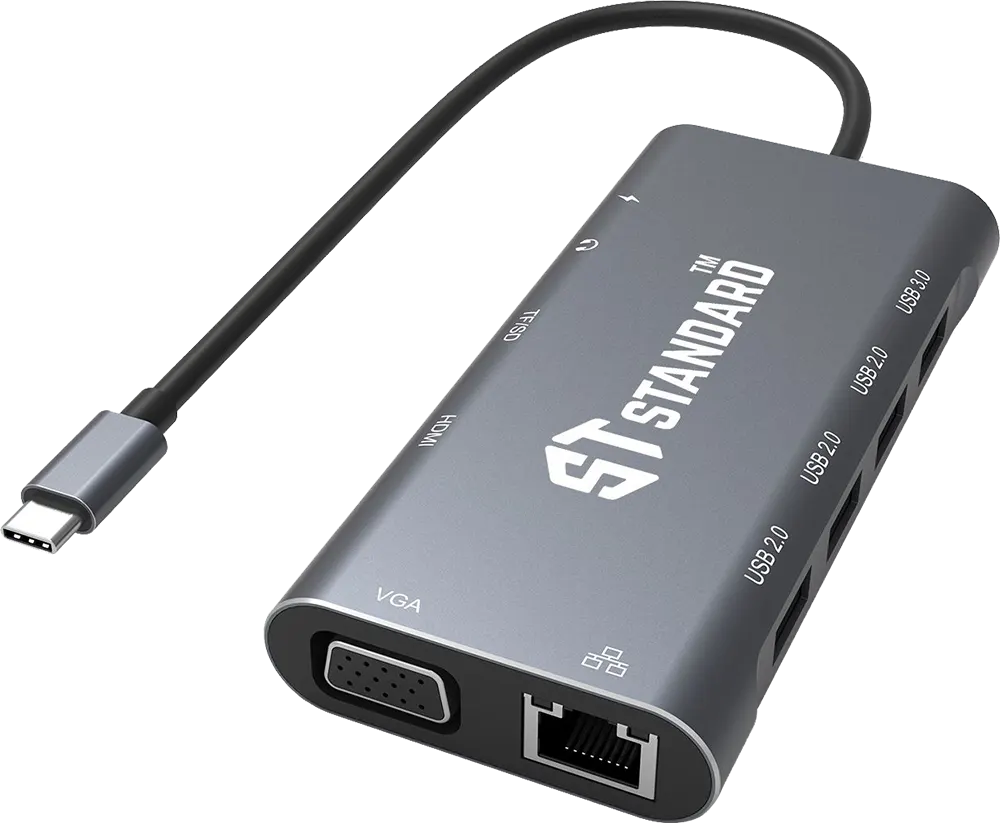موزع متعددة الوظائف بمدخل USB-C ، عدد 11 منافذ، رمادي، ST-9591A