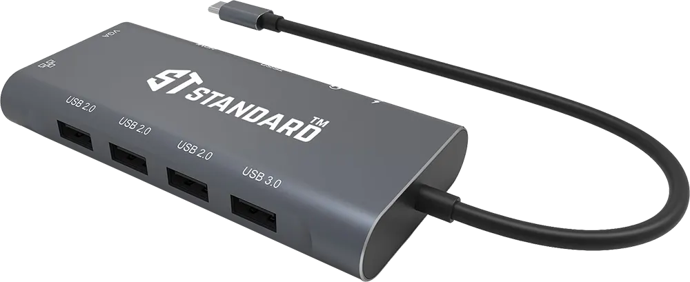 موزع متعددة الوظائف بمدخل USB-C ، عدد 11 منافذ، رمادي، ST-9591A