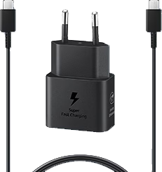 شاحن سامسونج سريع ، 25 واط ، كابل تايب سي الى تايب سي , موفر للطاقة، اسود , EP-T2510NBEGWW