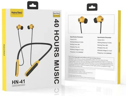 سماعة أذن لاسلكية Neckband من هاينو تيكو ، بلوتوث 5.3 ، أسود*أصفر ، HN 41