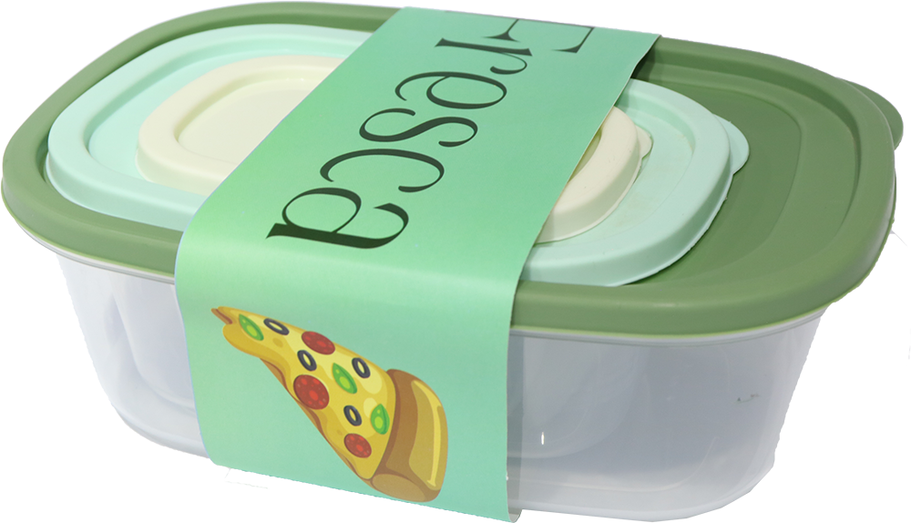 طقم علب ثلاجة فريسكا، 3 قطع ، متعدد الألوان