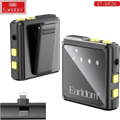 ميكروفون لاسلكي ايرلدوم ، مزدوج ، خاصية الغاء الضوضاء ، موصل Lightning ، أسود ، ET-MC9L