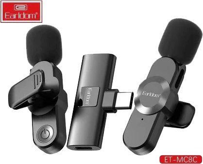 ميكروفون لاسلكي ايرلدوم ، ثنائي ، خاصية الغاء الضوضاء ، موصل type-c ، أسود ، ET-MC8C