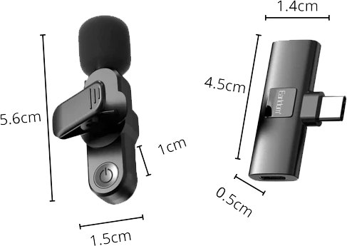 ميكروفون لاسلكي ايرلدوم ، ثنائي ، خاصية الغاء الضوضاء ، موصل type-c ، أسود ، ET-MC8C
