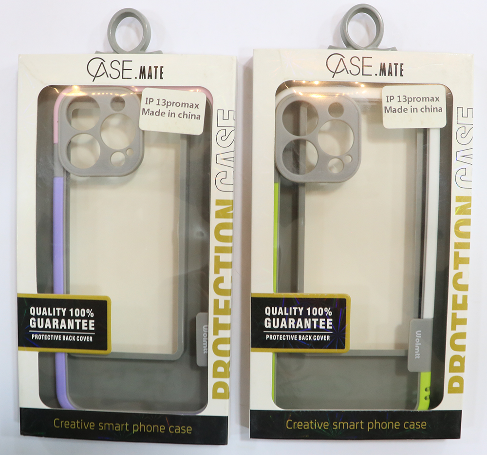 جراب هاتف آيفون 13 برو ماكس ، حماية شفافة مع فريم ملون ، متعدد الألوان