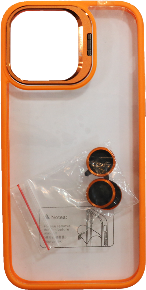 جراب ظهر شفاف مع عدسات للكاميرا Q Series  ، لهاتف ايفون 14 برو ماكس ، برتقالي