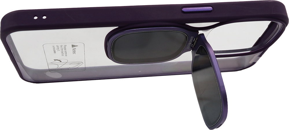 جراب ظهر ماج سيف شفاف مع تصميم نظارة شمس ، لهاتف ايفون 14 برو ماكس ، بفسجي