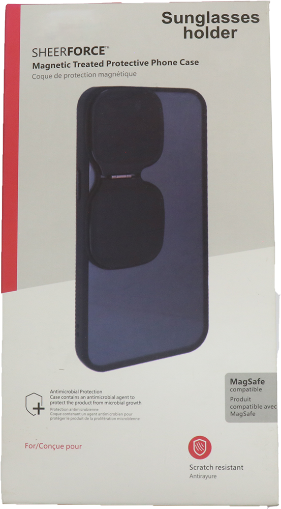 جراب ظهر ماج سيف شفاف مع تصميم نظارة شمس ، لهاتف ايفون 14 برو ماكس ، بفسجي