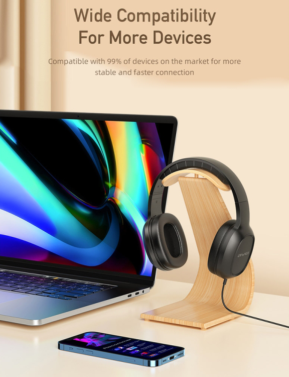 سماعة رأس سلكية هيد ماونت من اوي ، موصل 3.5 مم ، صوت ستيرو، ميكروفون مدمج ، أسود ، GM-6