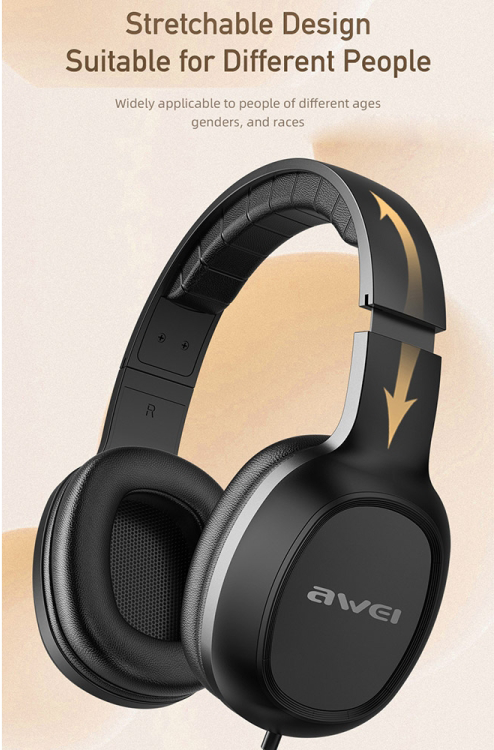 سماعة رأس سلكية هيد ماونت من اوي ، موصل 3.5 مم ، صوت ستيرو، ميكروفون مدمج ، أسود ، GM-6