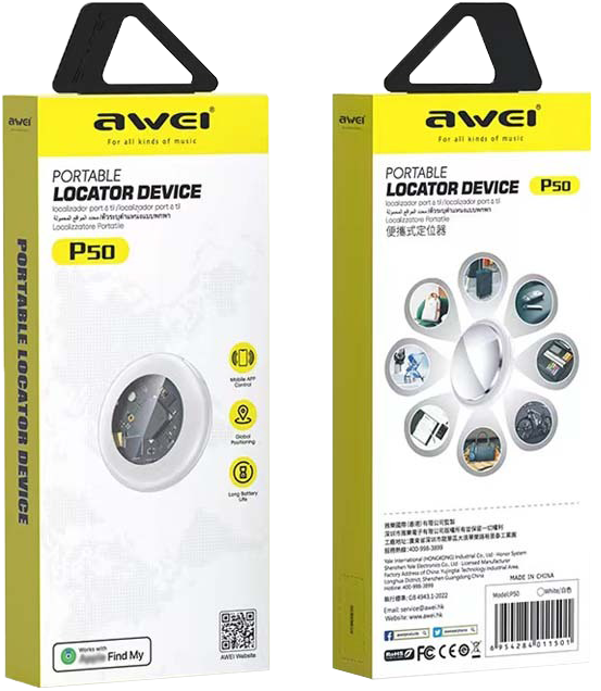 جهاز تحديد المواقع من اوي ، بلوتوث 5.2 ، جرس مدمج ، تقنية GPS ، مسافة غير محدودة ،أبيض ، P50