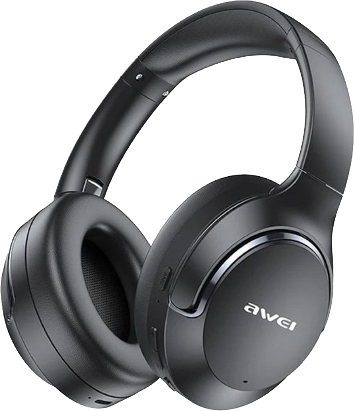 سماعة رأس لاسلكية قابلة للطي من اوي، قابلة لإعادة الشحن ، بلوتوث 5.3، خاصية ANC، مدخل type-c أسود، AT2