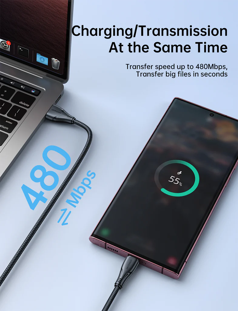 كابل شحن سريع ونقل بيانات جوي روم ، سلسلة Extraordinary ،  شحن سريع ، 3 أمبير ، من usb-a الى type-c، أسود ، S-UC027A11