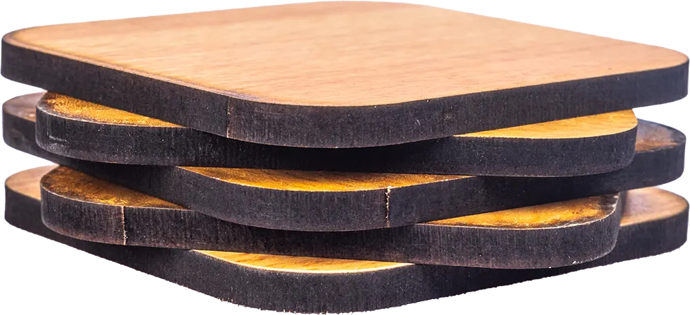 صنيه تقديم خشب مستطيله + 5 كوستر ،  مقاس كبير ، موديل 10