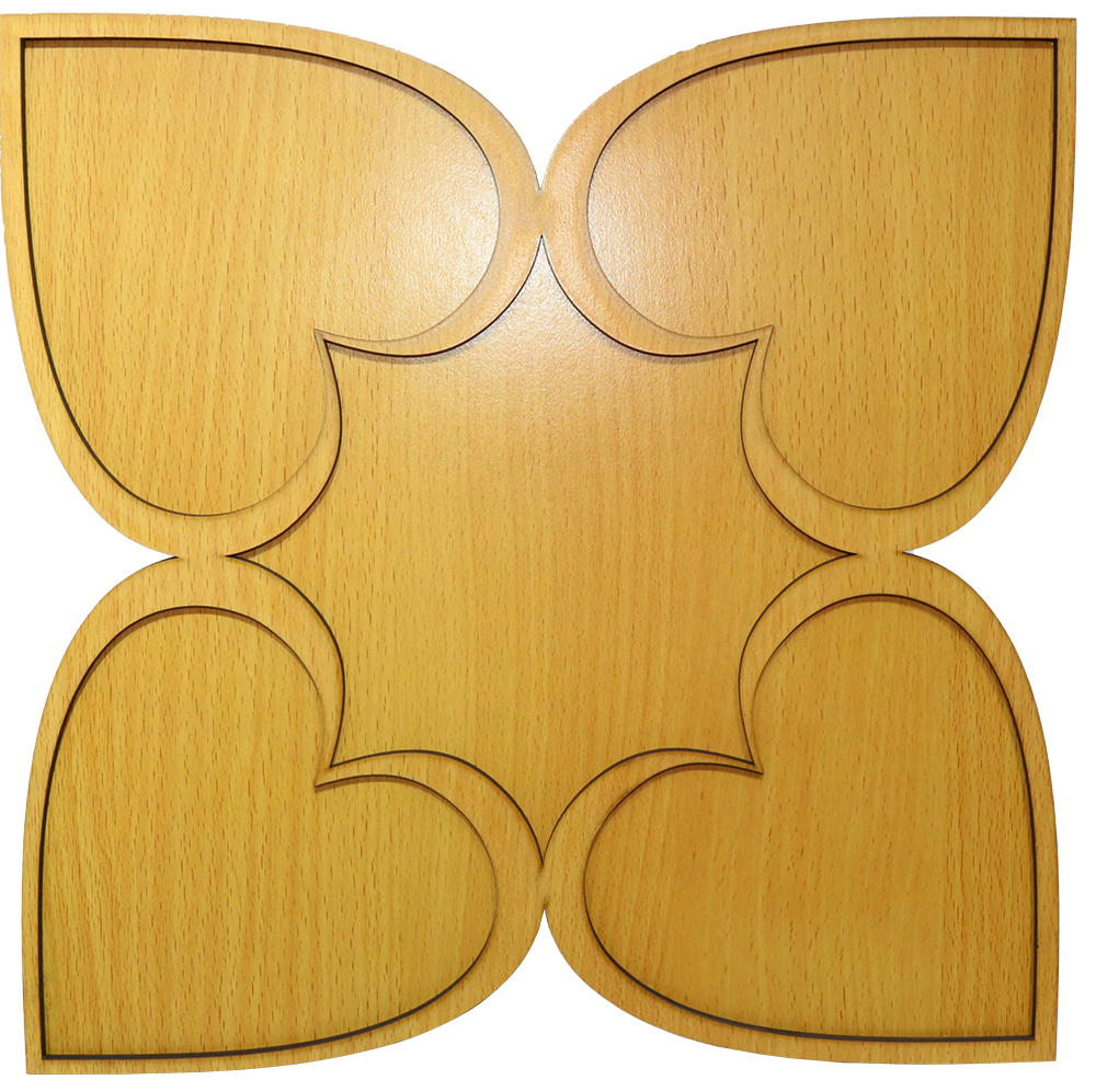 طبق تسالي شكل قلب رباعى خشبي ، مقاس كبير ، موديل 14