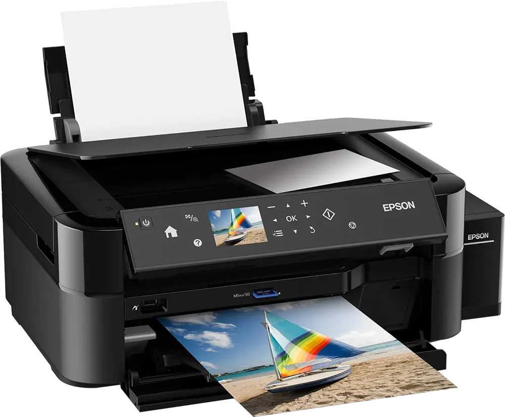 طابعة حبر الكل في واحد إبسون ايكو تانك، طباعة ملونة، طباعة CD، أسود، L850