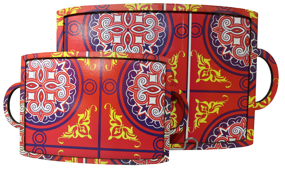 طقم صوانى مستطيل شكل خيمة وزينة رمضان ، قطعتان ، مقاس كبير - صغير ، موديل 20