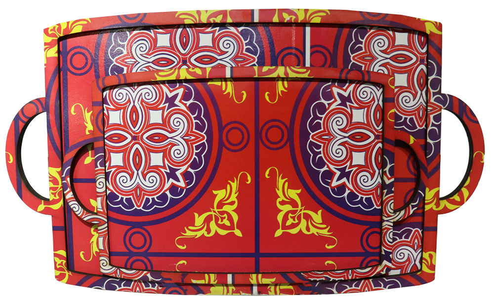 طقم صوانى مستطيل شكل خيمة وزينة رمضان ، قطعتان ، مقاس كبير - صغير ، موديل 20