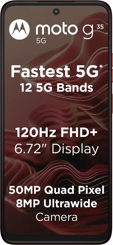موبايل موتورولا موتو جي 35 ثنائي الشريحة ، ذاكرة 256 جيجابايت ، رامات 8 جيجابايت ، شبكة الجيل الخامس ، أحمر