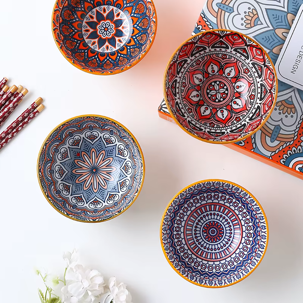 طقم بولات بورسلين ، مكونة من 4 قطع ، ألوان متعددة ، موديل 3350