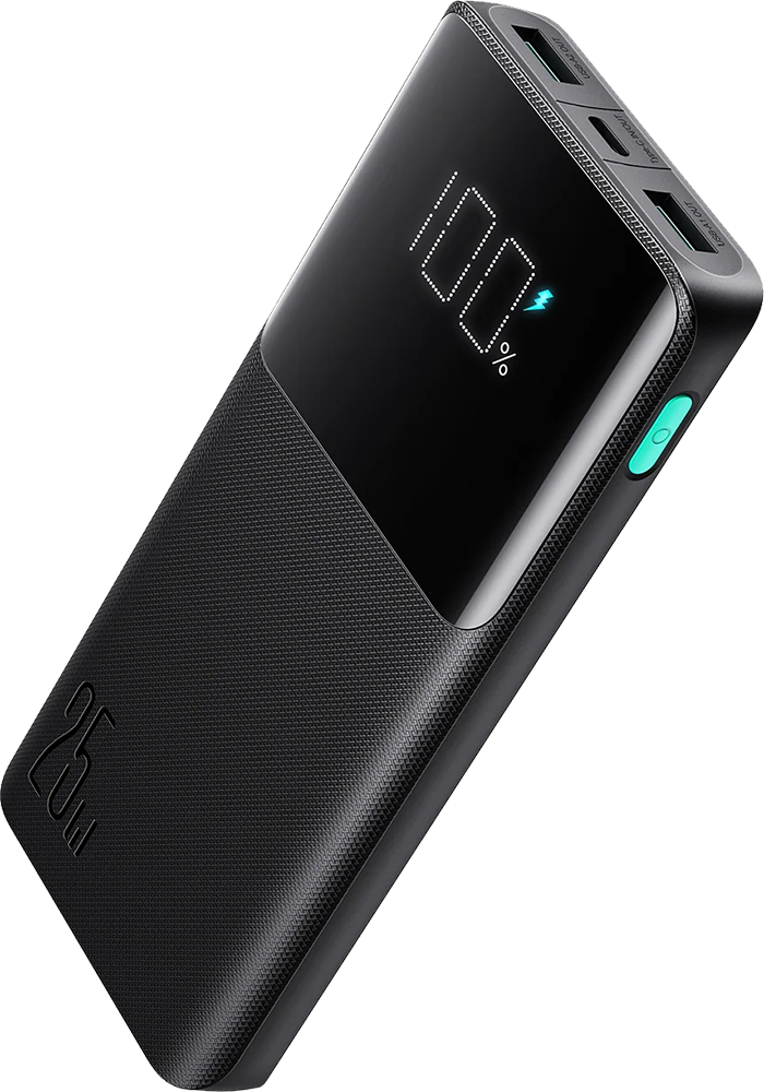باور بانك جوي روم ، 10000 مللي أمبير ، شحن سريع ، 25 وات ، مدخل type-c ، شاشة ديجيتال ، أسود ، JR-PBF20